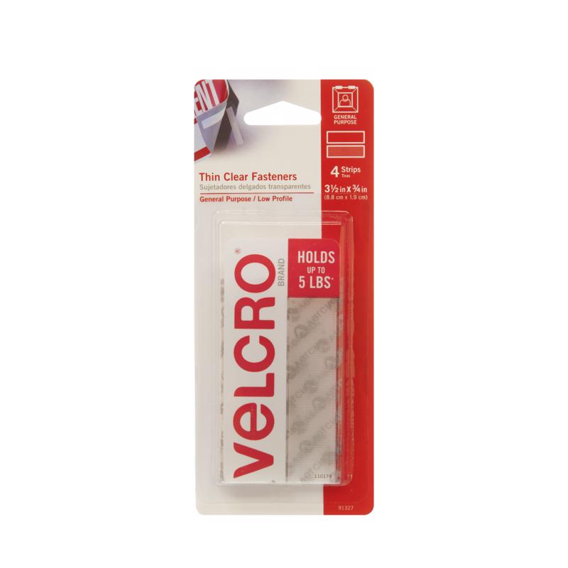 VELCRO BRAND进口代理批发 VELCRO 品牌薄型透明小号尼龙钩环紧固件 3-1/2 英寸长 4 个一包