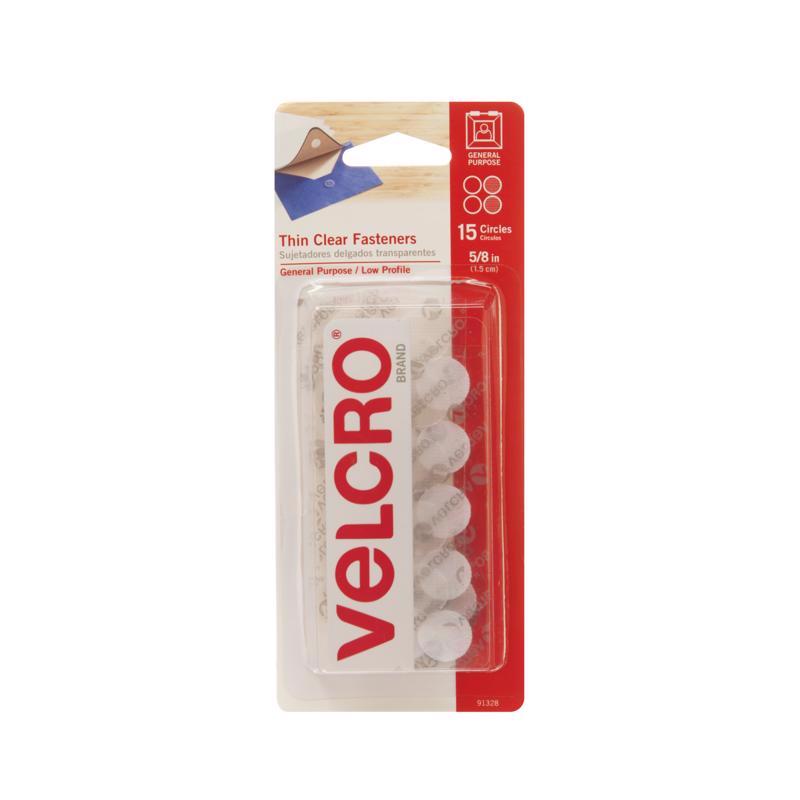 VELCRO BRAND进口代理批发 VELCRO 品牌薄型透明小号尼龙钩环紧固件 5/8 英寸长 15 个一包