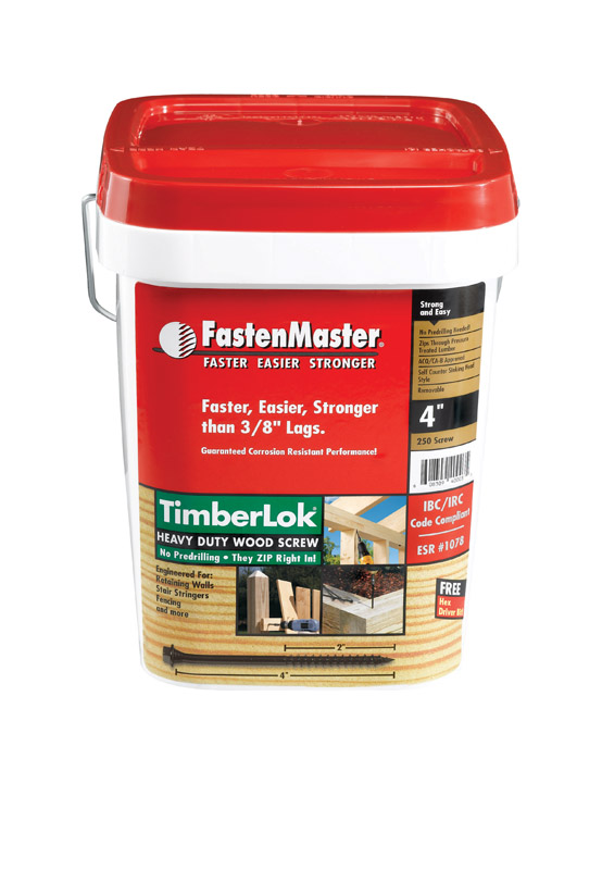 FASTENMASTER进口代理批发 FastenMaster TimberLok 10 号 X 4 英寸 L 六角环氧粗木螺钉 250 个/包