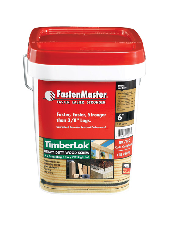 FASTENMASTER进口代理批发 FastenMaster TimberLOK 10 号 X 6 英寸 L 六角环氧粗木螺钉 250 个/包