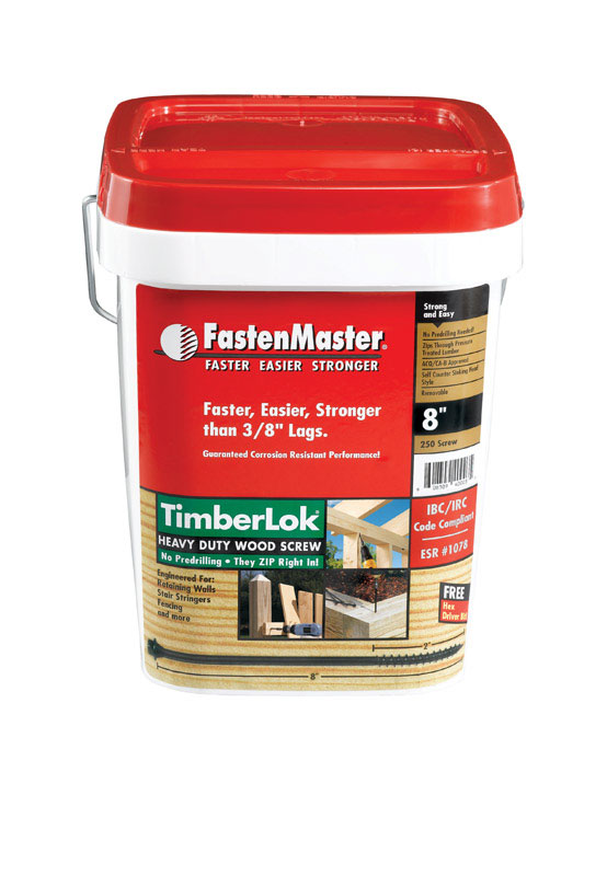 FASTENMASTER进口代理批发 FastenMaster TimberLOK 10 X 8 英寸 L 六角环氧粗木螺钉 250 个/包