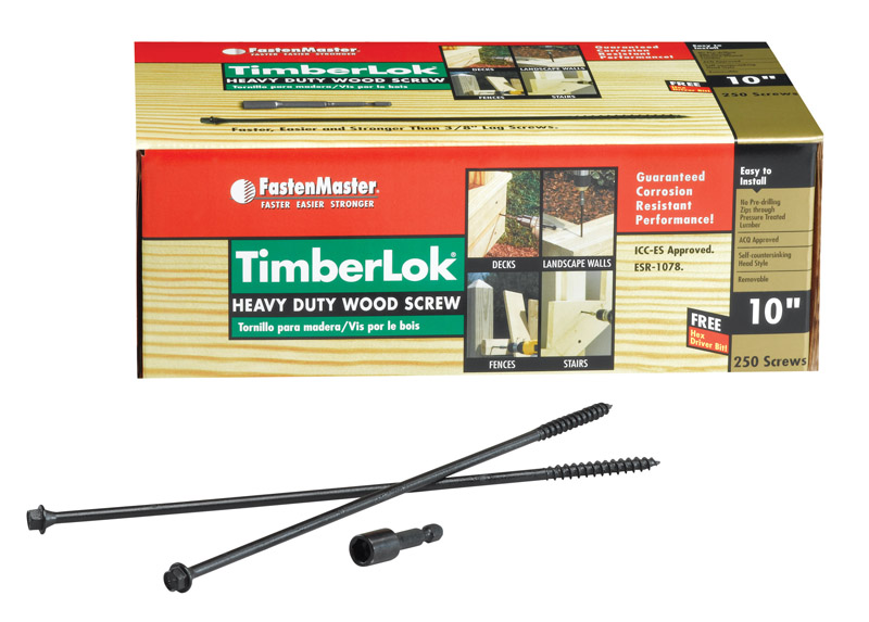 FASTENMASTER进口代理批发 FastenMaster TimberLok 10 X 10 英寸 L 六角环氧粗木螺钉 250 个/包