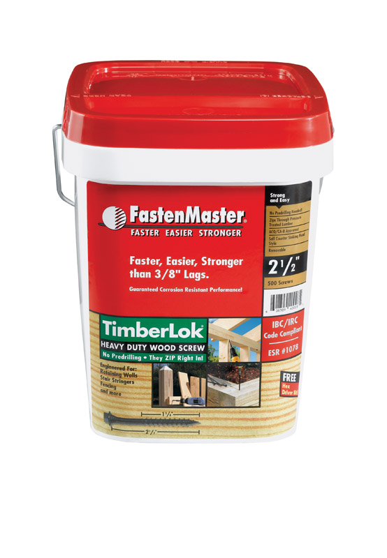 FASTENMASTER进口代理批发 FastenMaster TimberLok 10 号 X 2-1/2 英寸 L 六角环氧粗木螺钉 500 个/包