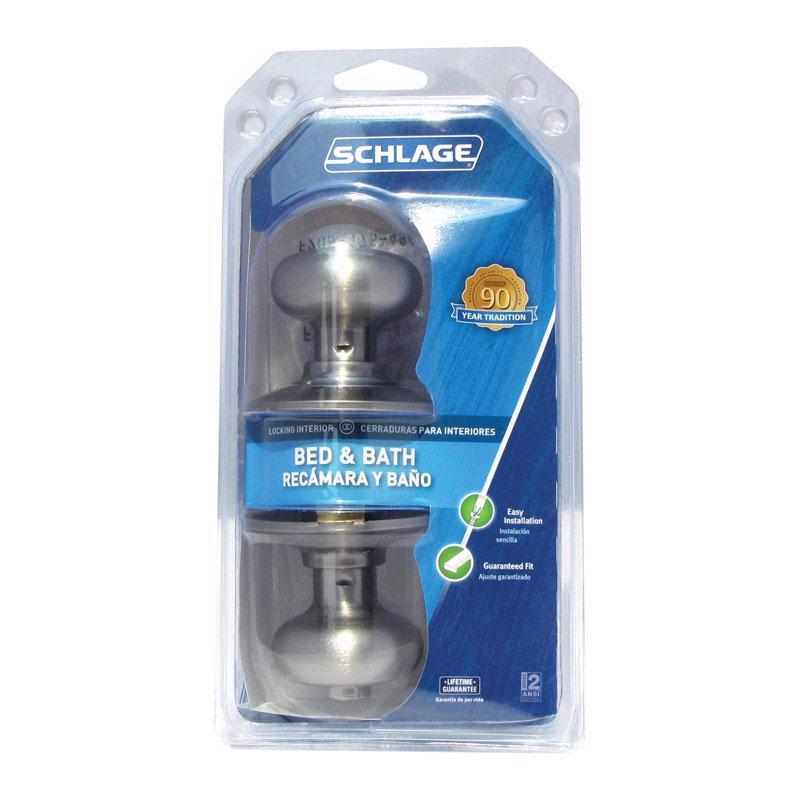 酷牌库|商品详情-SCHLAGE进口代理批发 Schlage Plymouth 缎面镍隐私锁具 1-3/4 英寸。