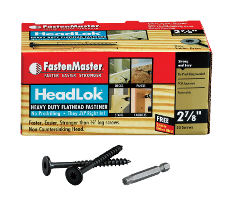 FASTENMASTER进口代理批发 FastenMaster HeadLok 2-7/8 英寸 L 黑色蜘蛛平头甲板螺钉 50 个/包