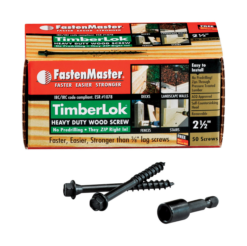 FASTENMASTER进口代理批发 FastenMaster TimberLok 10 号 X 2-1/2 英寸 L 镀锌粗木螺钉 50 个/包