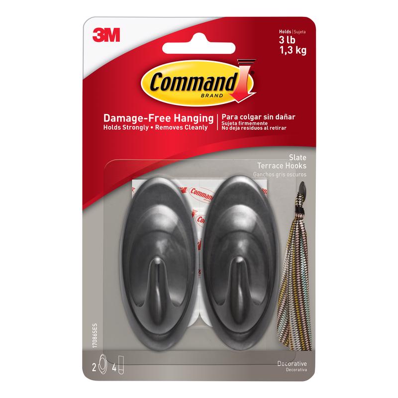 3M进口代理批发 3M Command 中号塑料挂钩 3.25 英寸长 2 个/包