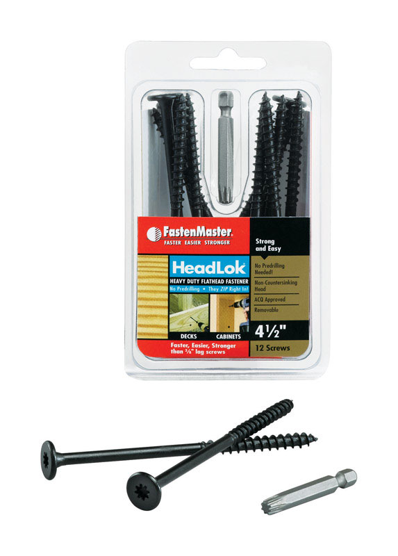 FASTENMASTER进口代理批发 FastenMaster HeadLok 10 号 X 4.5 英寸 L 星形环氧粗木螺丝 12 件装