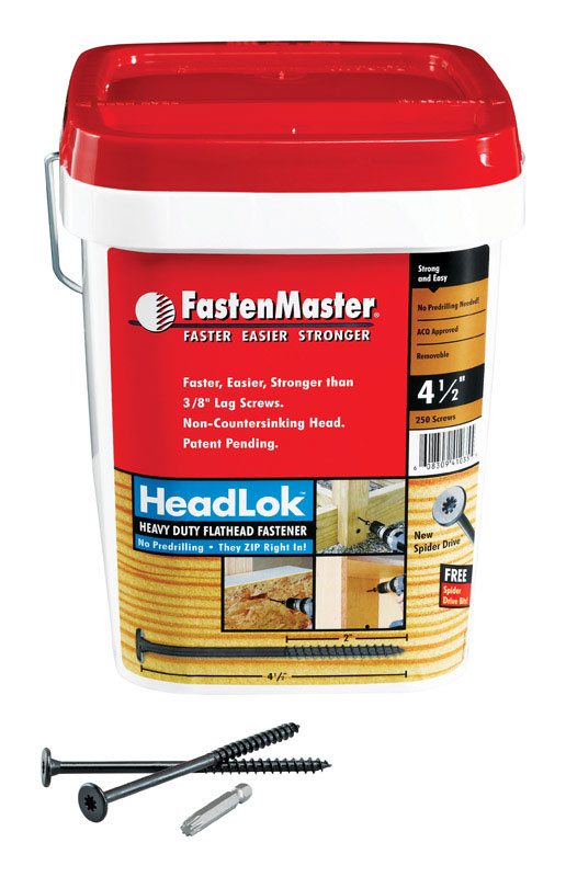 FASTENMASTER进口代理批发 FastenMaster HeadLok 10 号 X 4.5 英寸 L 蜘蛛形环氧粗木螺钉 250 个/包