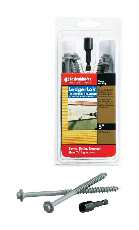 FASTENMASTER进口代理批发 FastenMaster LedgerLok 14 号 X 5 英寸 L 六角环氧粗木螺丝 12 件装