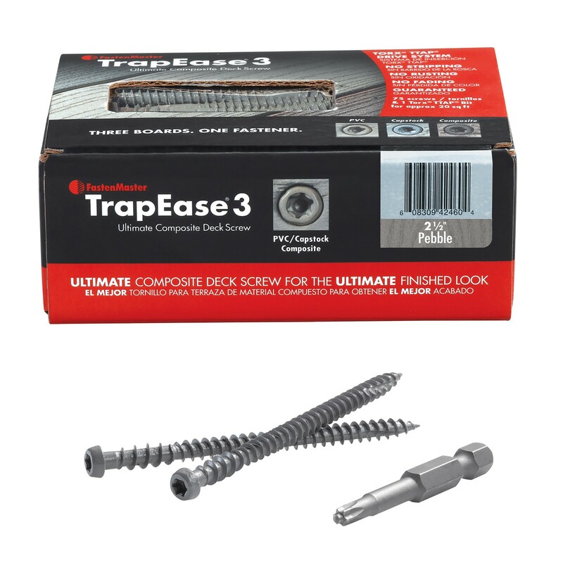 FASTENMASTER进口代理批发 FastenMaster TrapEase 10 号 X 2-1/2 英寸 L 卵石灰色 Torx Ttap 平头复合甲板螺钉 75