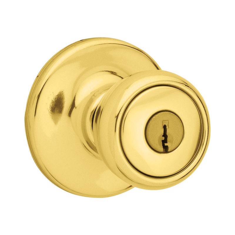 KWIKSET进口代理批发 Kwikset 移动房屋抛光黄铜入户门把手 1-3/4 英寸。