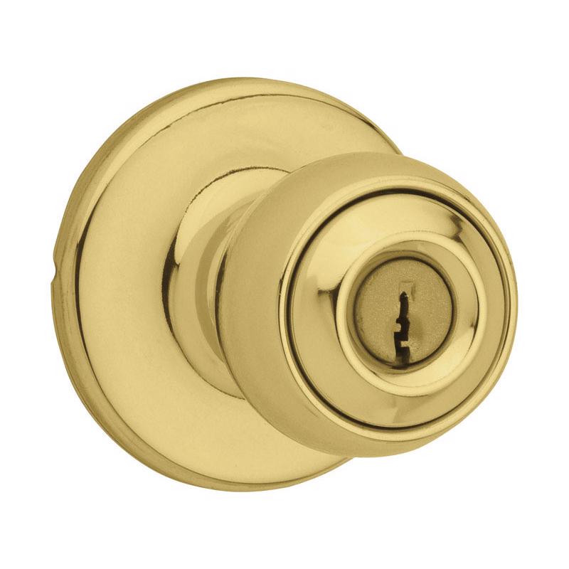 KWIKSET进口代理批发 Kwikset Polo 抛光黄铜入口门把手 1-3/4 英寸。