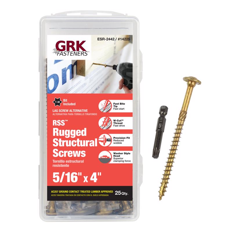 GRK FASTENERS进口代理批发 GRK 紧固件 20 X 4 英寸 L 星形垫圈头 W 形切割结构螺钉