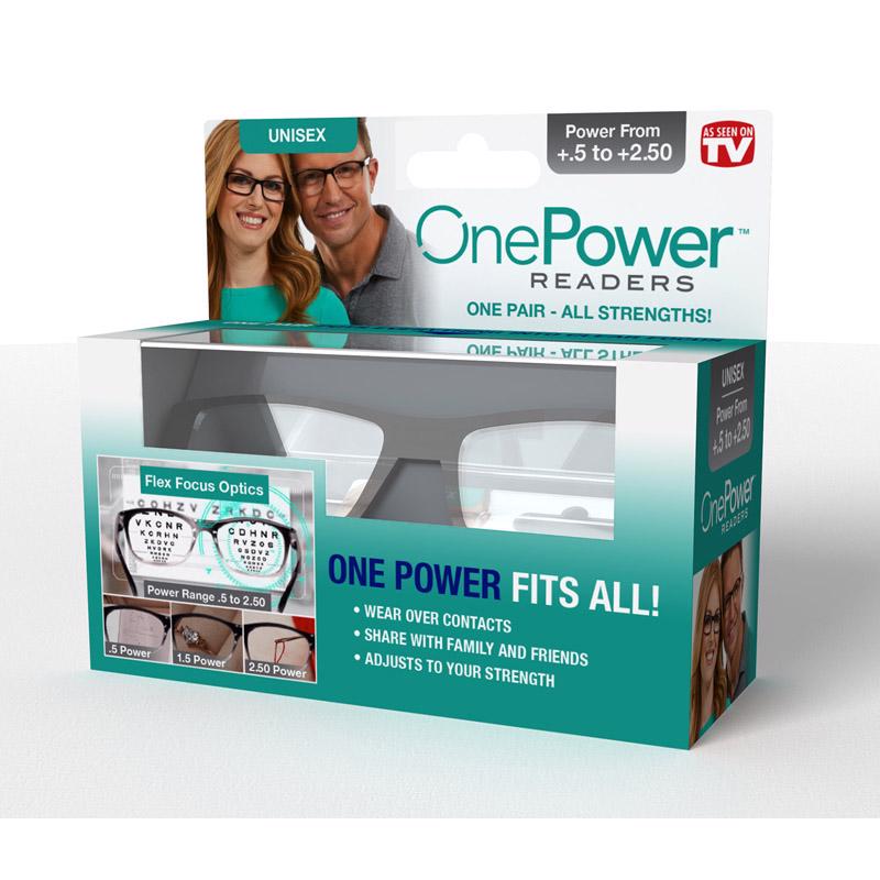 ONEPOWER进口代理批发 OnePower 如电视上所见黑色 Flex Focus +.50 - 2.50 强度男女通用老花镜