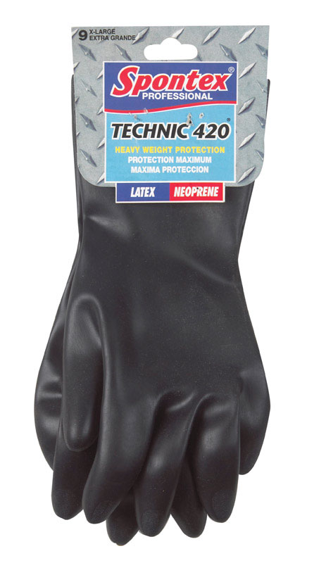 SPONTEX进口代理批发 Spontex Technic 420 乳胶/氯丁橡胶清洁手套 XL 黑色 1 件装