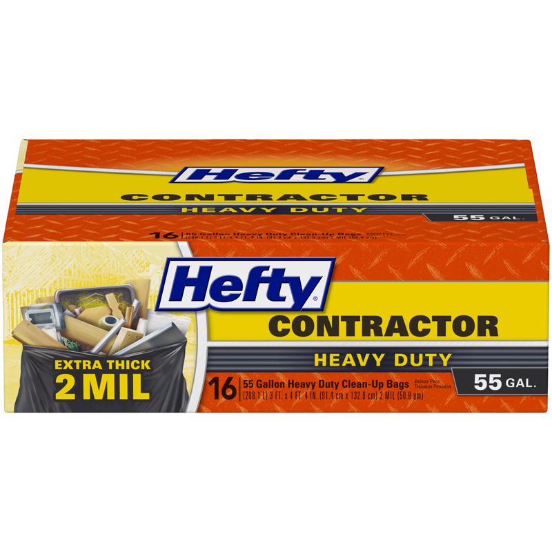 HEFTY进口代理批发 Hefty 55 加仑承包商包扭结带 16 包 2 百万