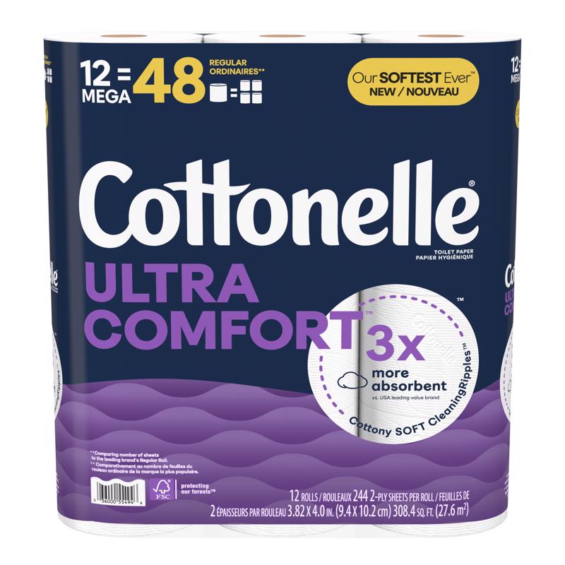 COTTONELLE进口代理批发 Cottonelle Ultra ComfortCare 卫生纸 12 卷 244 张 4 英寸