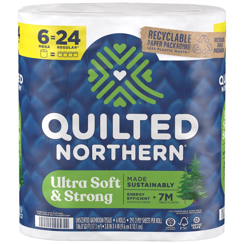 QUILTED NORTHERN进口代理批发 绗缝 Northern 超柔软强卫生纸 6 卷 328 张 207.73 平方英尺