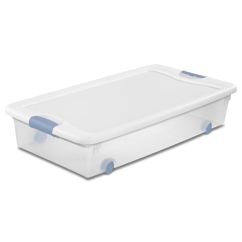 Sterilite 56 qt Clear/White Latch Storage Box 7 in. H X 33-7/8 in. W X 18-3/4 in. D Stackable