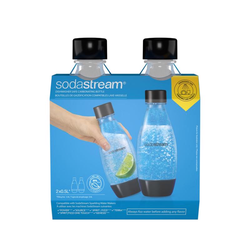 SODASTREAM进口代理批发 SodaStream 透明 0.5 L 碳酸化器瓶 2 个装