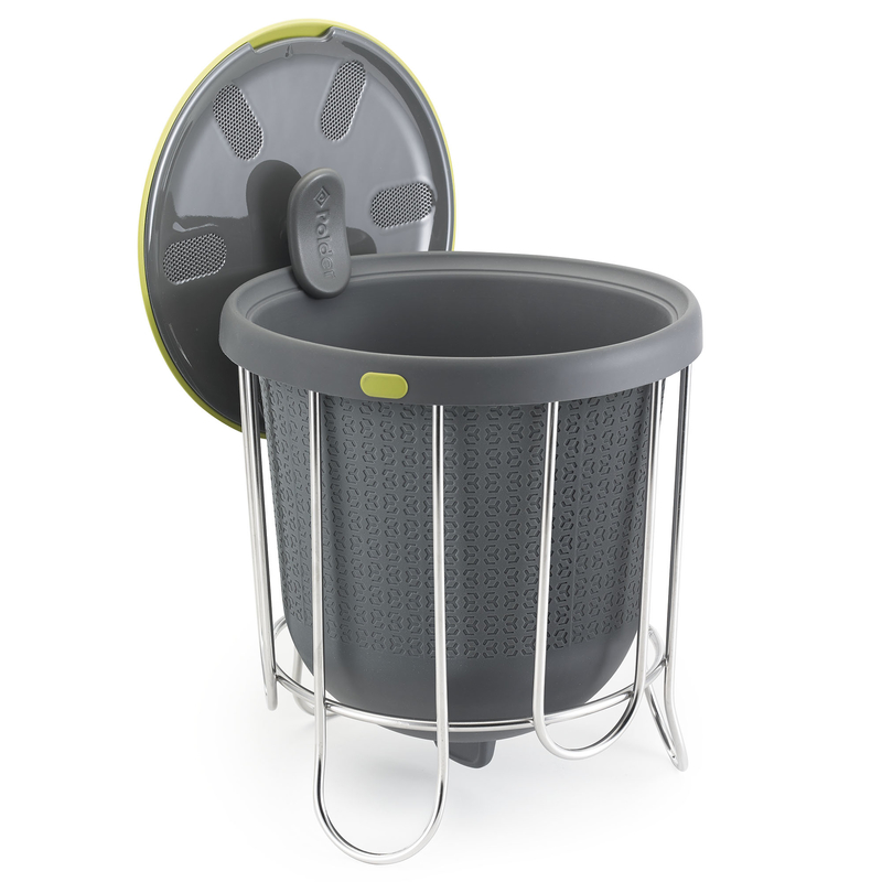 Polder Indoor Portable Lightweight 1 Gallon Countertop Kitchen Composter, Grey