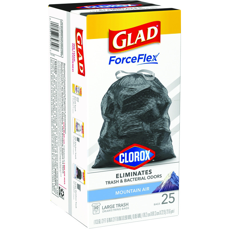 GLAD进口代理批发 Glad Force Flex 30 加仑山地空气香味垃圾袋抽绳 25 个装 090 万