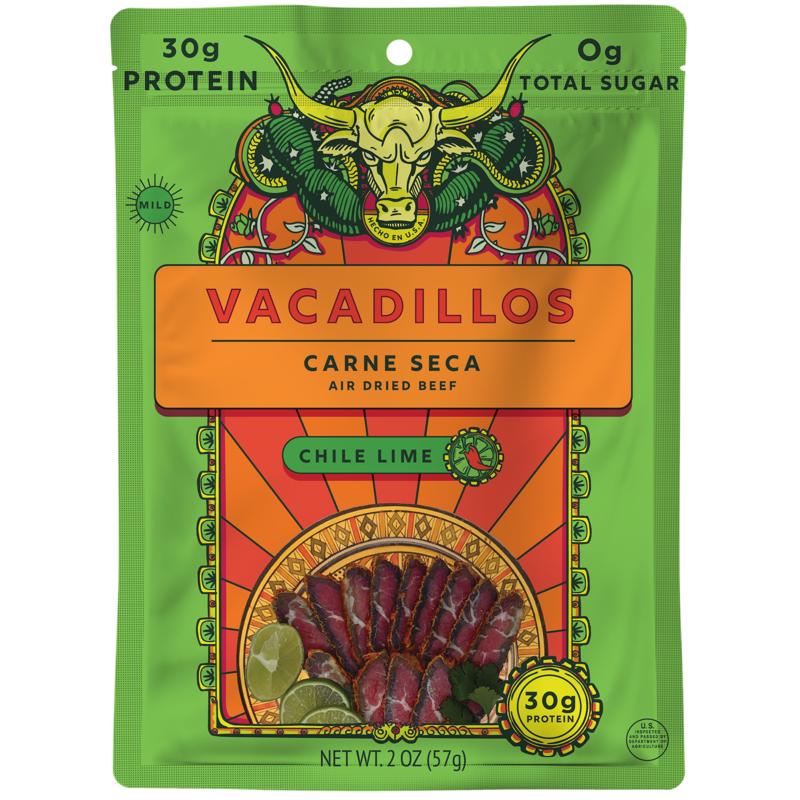 VACADILLOS进口代理批发 Vacadillos Carne Seca 智利青柠牛肉条 2 盎司袋装