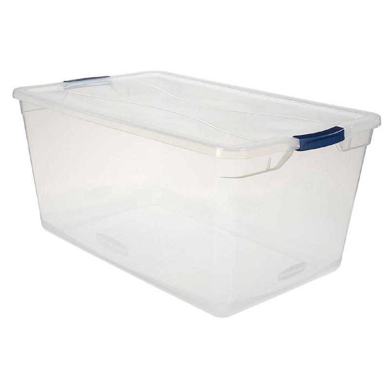 RUBBERMAID进口代理批发 Rubbermaid Cleverstore 95 夸脱蓝色/透明储物手提包 13.25 英寸高 17.75 英寸宽 29 英寸深 可堆叠