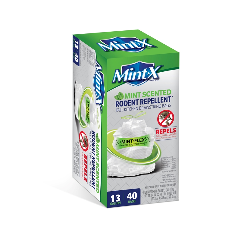 MINT-X进口代理批发 Mint-X 13 加仑薄荷味高号厨房袋抽绳 40 包 090 万