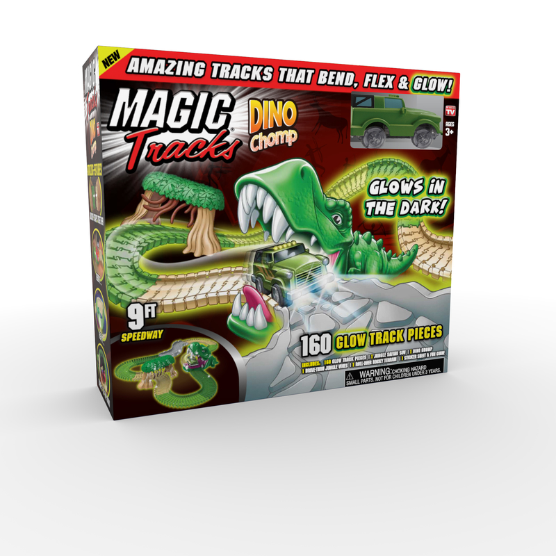 MAGIC TRACKS进口代理批发 Magic Tracks Dino Chomp 在黑暗中发光赛道多彩 160 件