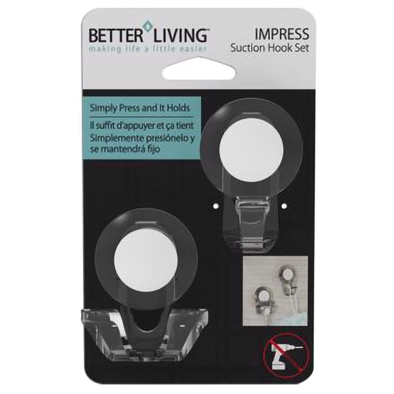 BETTER LIVING进口代理批发 Better Living Impress 3 英寸 HX 1.75 英寸 WX 2.25 英寸 L 哑光透明浴缸挂钩