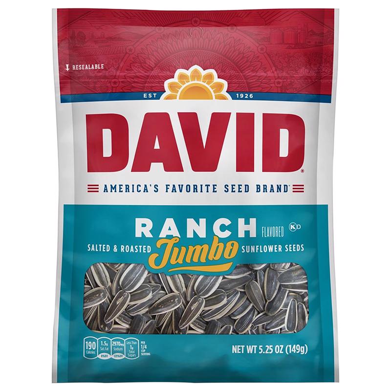 DAVID'S进口代理批发 David's Jumbo Ranch 葵花籽 5.25 盎司袋装