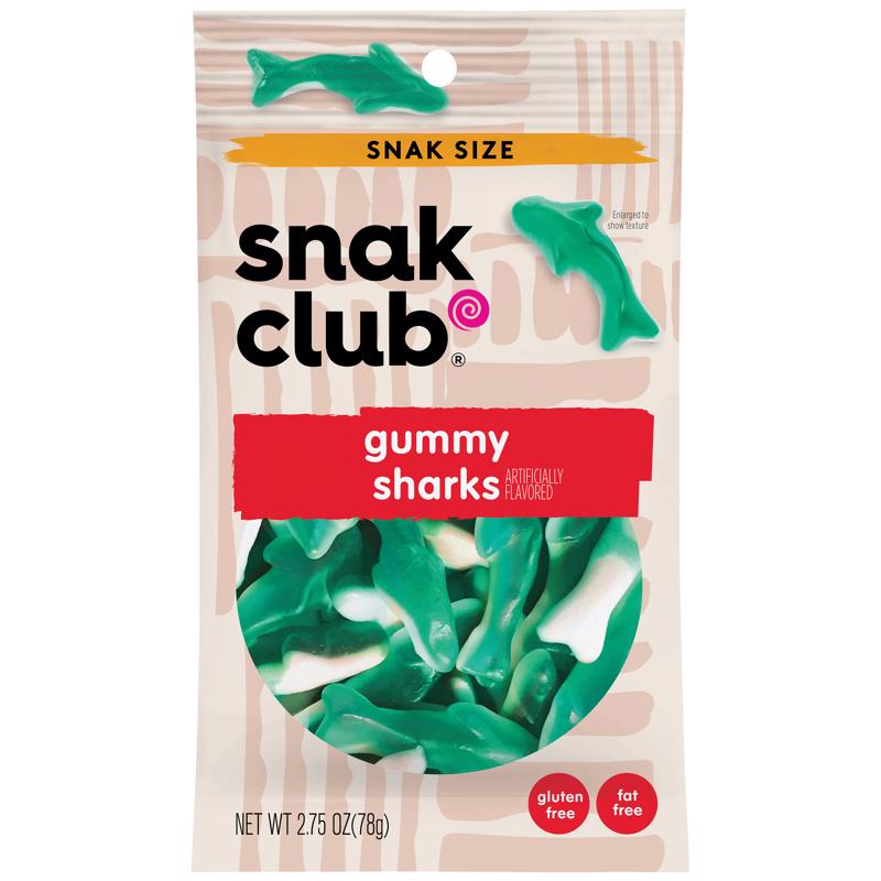 SNAK CLUB进口代理批发 Snak Club 覆盆子鲨鱼软糖 2.75 盎司袋装