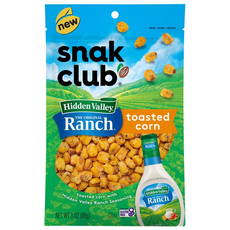 SNAK CLUB进口代理批发 Snak Club Hidden Valley Ranch 烤玉米 3 盎司袋装