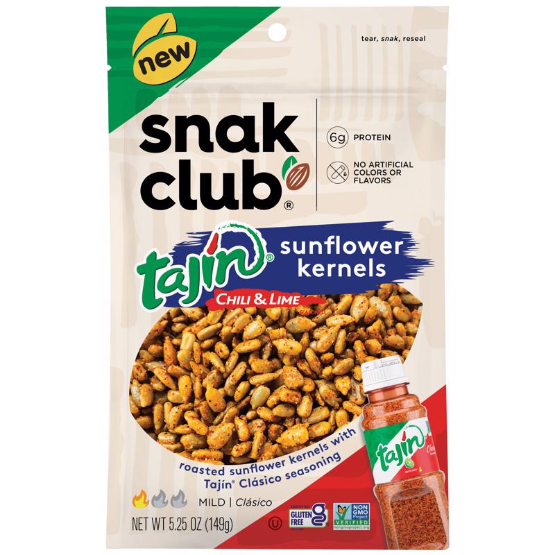 SNAK CLUB进口代理批发 Snak Club Tajin 辣椒和酸橙向日葵仁 5.25 盎司袋装