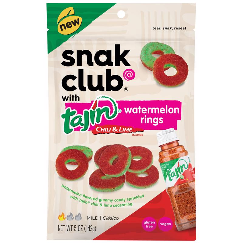 SNAK CLUB进口代理批发 Snak Club Tajin 辣椒和酸橙西瓜圈 5 盎司袋装