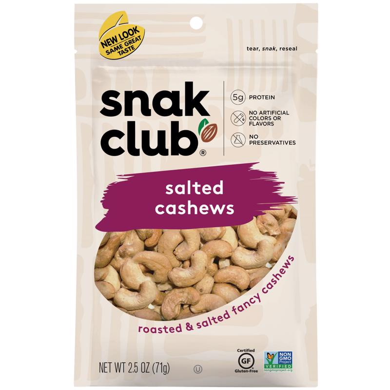 SNAK CLUB进口代理批发 Snak Club 咸腰果 2.5 盎司袋装