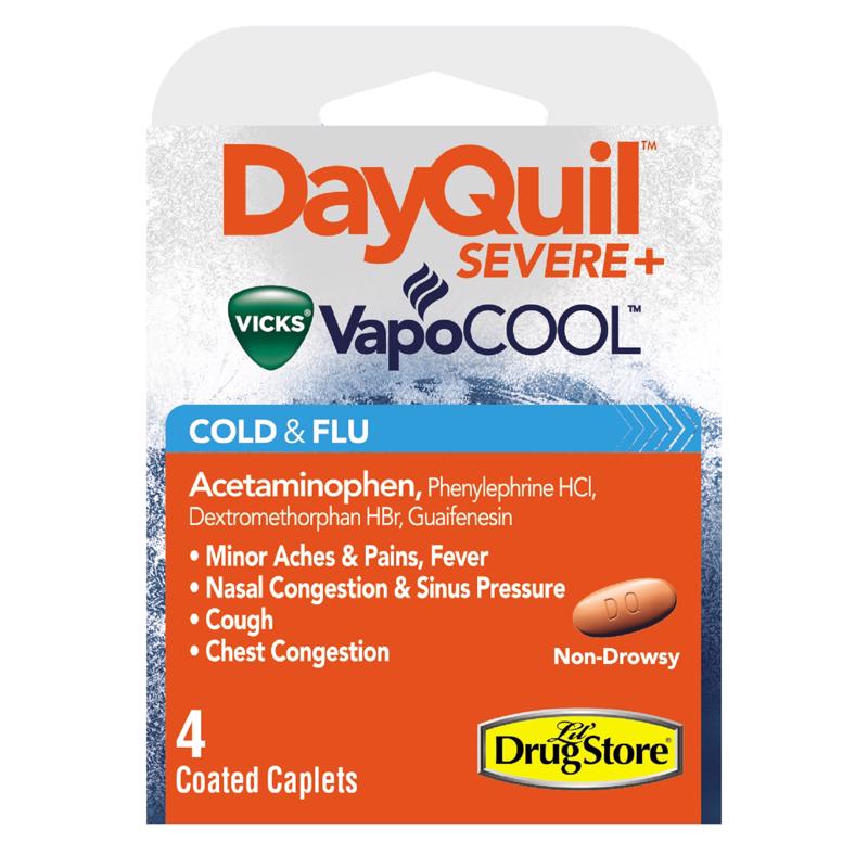 VICKS进口代理批发 Vicks DayQuil VapoCOOL 橙色感冒和流感缓解剂 4 件装