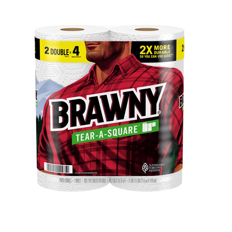 BRAWNY进口代理批发 Brawny 撕纸方巾 100 张 2 层 2 包