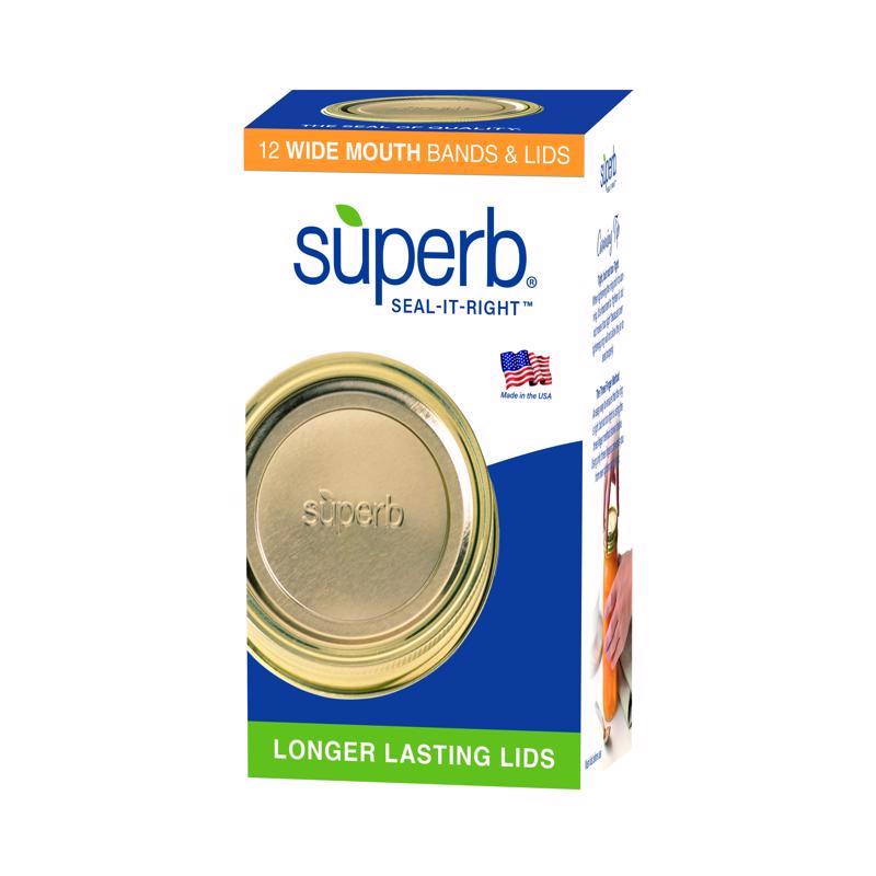 Superb Seal-It-Right Wide Mouth Canning Lids and Bands 12 pk