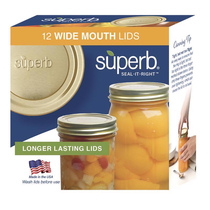 Superb Wide Mouth Canning Lid 12 pk