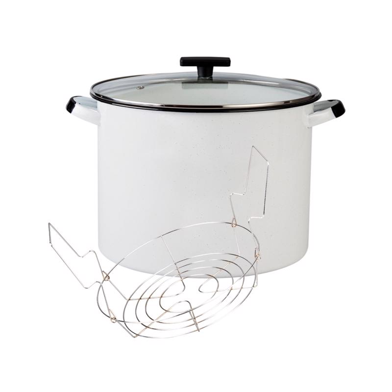Granite Ware Ceramic Over Steel Canner 21 qt White