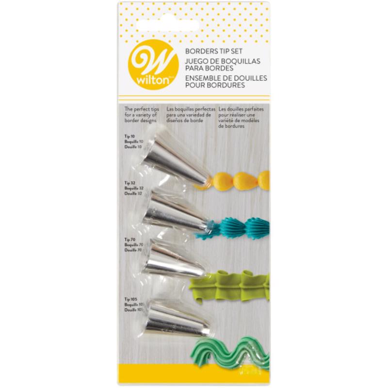Wilton Decorating Tip Set 4-piece Borders - Includes #105, #70, #32 & #10