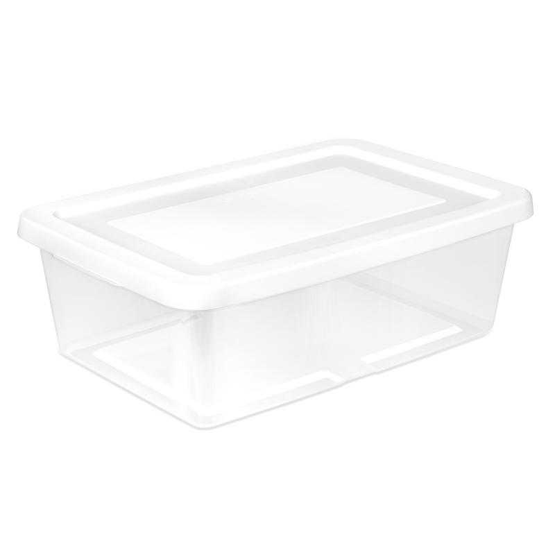 Sterilite 12 qt Clear/White Storage Box 5.375 in. H X 11.25 in. W X 16.5 in. D Stackable