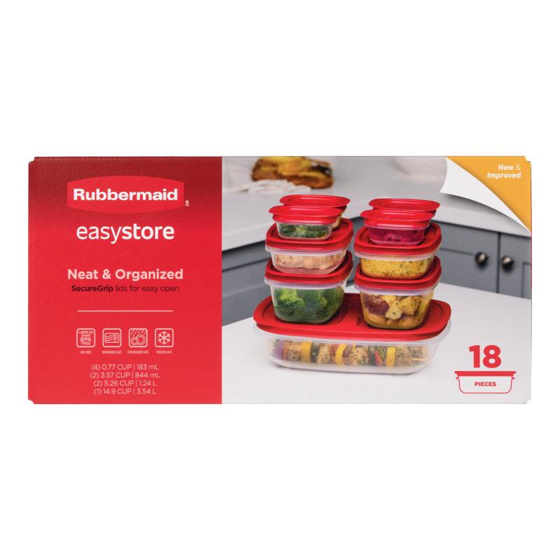 Rubbermaid Easy Store Clear Food Storage Container Set 18 pk