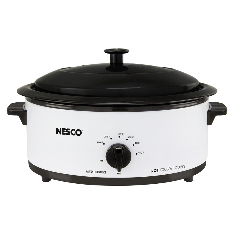 NESCO进口代理批发 Nesco 白瓷 6 夸脱电动烘焙机 9.25 英寸高 X 12 英寸宽 X 17 英寸长