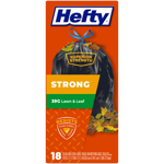 HEFTY进口代理批发 Hefty 超强 39 加仑草坪和树叶袋抽绳 18 个装 110 万件