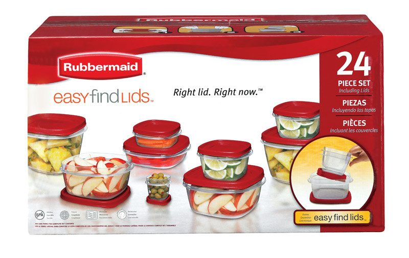 RUBBERMAID进口代理批发 Rubbermaid Easy Find 盖子透明食品储存容器套装 12 个装