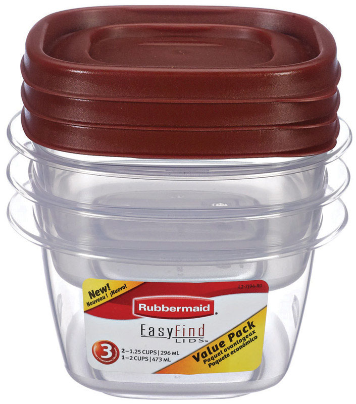 RUBBERMAID进口代理批发 Rubbermaid 白色食品储存容器套装 3 件装